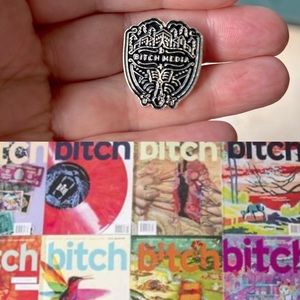 Collectors B*tch Media Magazine Pin Gold Tone